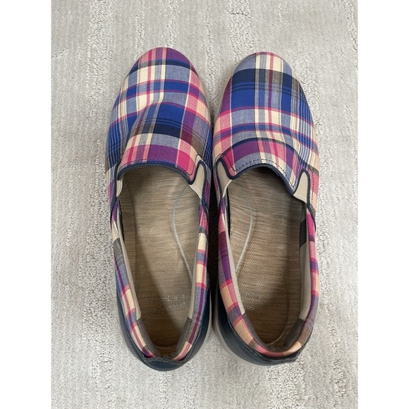 Dansko Belle Madras Plaid Canvas Slip On Pink Blue Comfort Shoes Sz 10 US/41 EU - Picture 7 of 10
